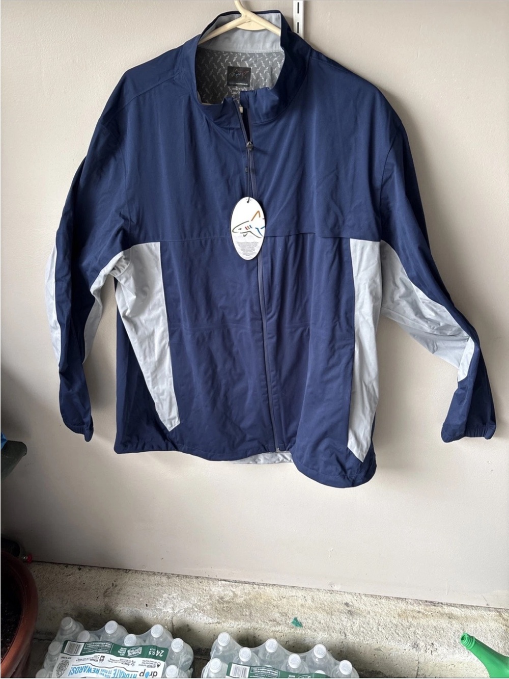 Greg Norman Navy Windbreaker with Light Gray Lining-NEW With Tags